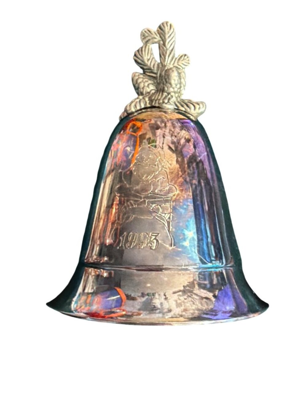 Vintage 1993 Kirk Stieff Musical Bell Silver Plate Santa Comes To Town 3.5" - Picture 2 of 6